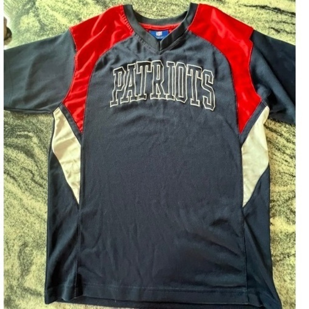 Reebok NFL New England Patriots Jersey Youth L 14-16 Blue Red Embroidered